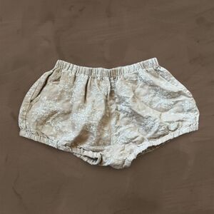 Anthropologie linen jacquard bloomer shorts floral beige size XS